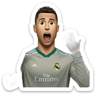 Ronaldo shocked with is two hand on his face 3 Times sticker