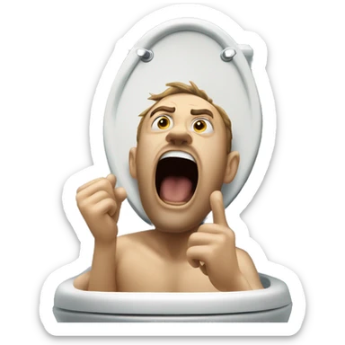 man head popping out of toilet screaming sticker