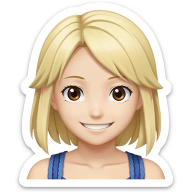 Smiling Lucy Heartfilia from Fairy Tail with blonde hair and brown eyes sticker