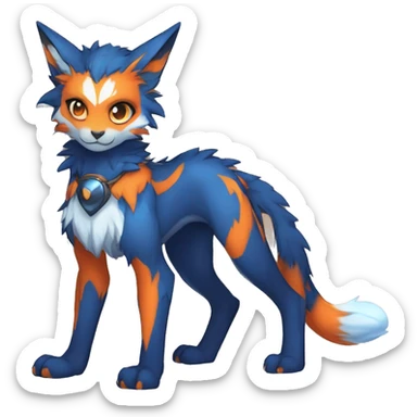 Anthro-Edgy-Cool-Blue-Orange-Contrast-Colors-Fantasy-Fur-Sona-Chibi-Shiny-Fakémon-Hybrid full body sticker