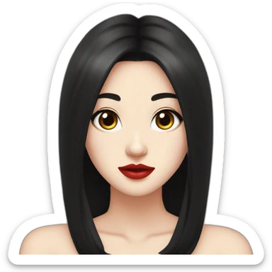 Beautiful young woman,Black hair,long hair,White skin,oval face,big eyes,Blackeyes,Redlips,Chinese sticker