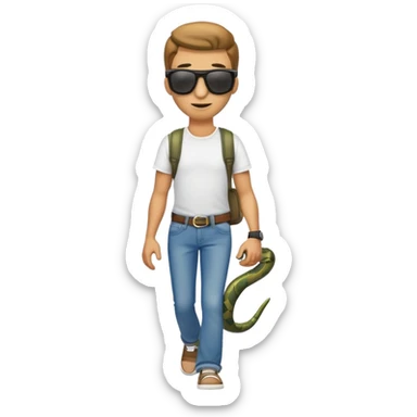 anthropomorphised snake wearing jeans, t-shirt, sunglasses, walking upright sticker