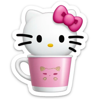 hello kitty com copo de café sticker