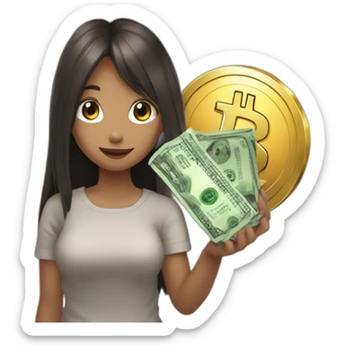 animegirl with bitcoin in hands sticker