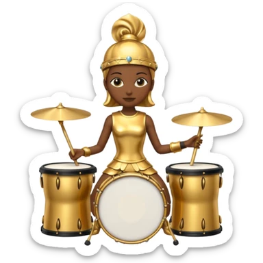 golden statue female drummer sticker