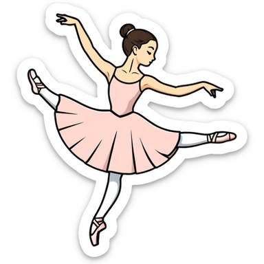 ballet dancer, cartoonish sticker style sticker