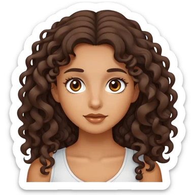 tan girl with long curly dark brown hair sticker