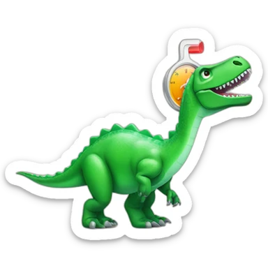 sick dinosaur with thermometer sticker