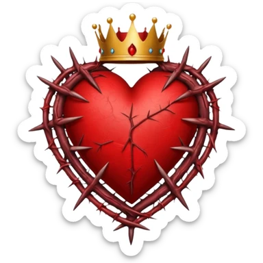 Create heart shape and in the horizontal midway create that crown thonrs like in the Jesus head  sticker