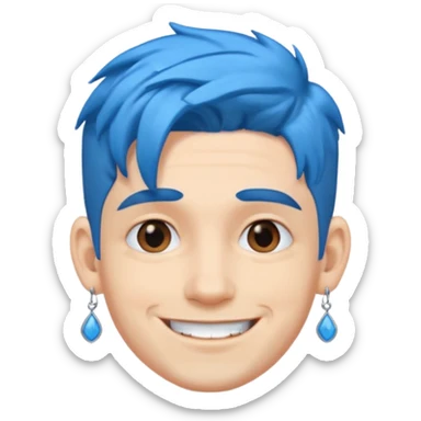 blue haired man with earrings sticker