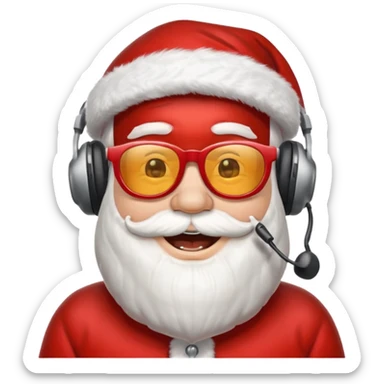 santa klaus with sunglasses with big smile with headphones sticker