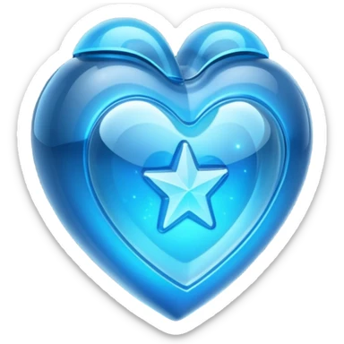 A translucent 3D heart with a sci-fi blue star inside sticker