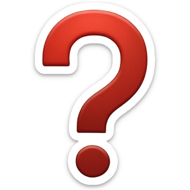a question mark with red colour and opposite fa  sticker