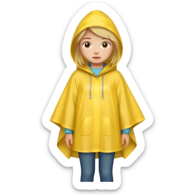 girl with rain poncho sticker