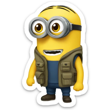 A minion in survival clothing sticker