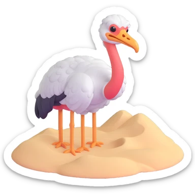 ostrich with its head in the sand, simple and clear sticker