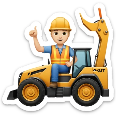 Blonde guy on a skid steer giving a thumbs up sticker