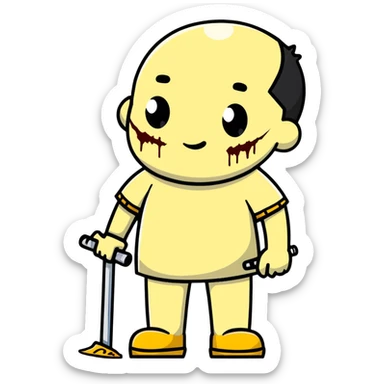 person with scrapes and bruises sticker