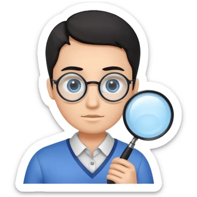 analizzando test blu foglio lente di ingrandimento sticker