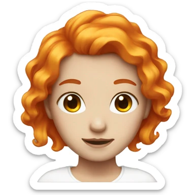 Girl a white face and orange hair wavy  sticker