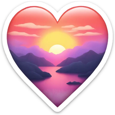  heart with sunset inside  sticker
