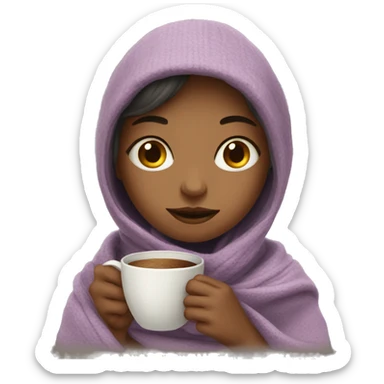 cozy girl with a blanket and a cup of coffe  sticker