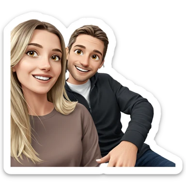 smiling couple at restaurant sticker