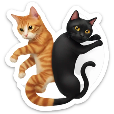 Ginger and black cat in yin yang pose sticker