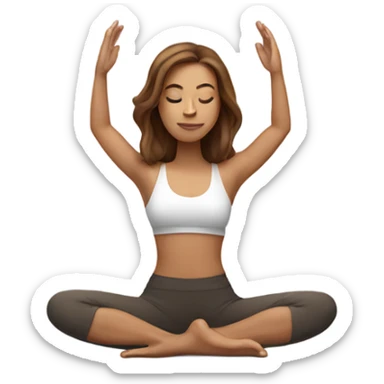 White woman with long brown hair in yoga position sticker