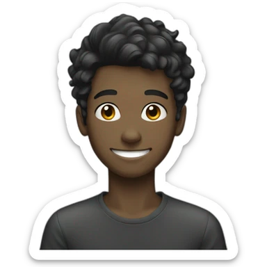 A boy age 16 with white colour and smiling his hair is black  sticker