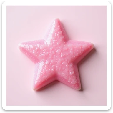 realistic pink candy shaped like a star, photorealistic style sticker