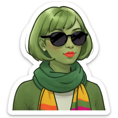 blonde girl with a bob in front of the painted ladies in san francisco  sticker