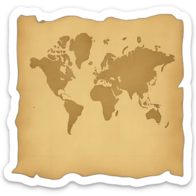 old paper world map sticker