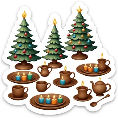  plates, cups, candlesticks, pendants, birds, horses, Christmas tree toys with potter  sticker