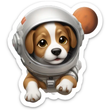 generate a puppy flying on mars sticker