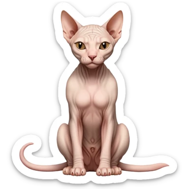hairless sphynx cat full body sitting with eyes closed sticker