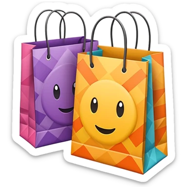 2 aesthetic shopping bag with pattern sticker