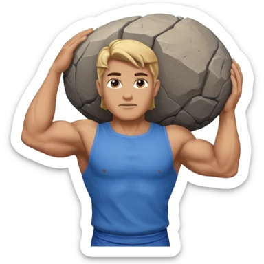 Atlas the greek god with a A big rock and shirt Without a hole sticker