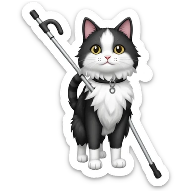Black and white cat on 2 crutches  sticker