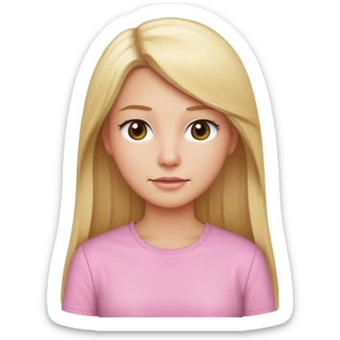 back view of a blonde with long straight hair, in light pink shirt, iOS Apple emoji style sticker