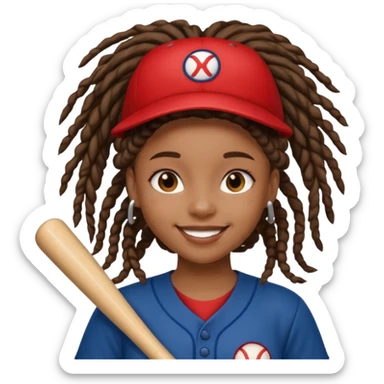 dreadlock baseball player black girl sticker