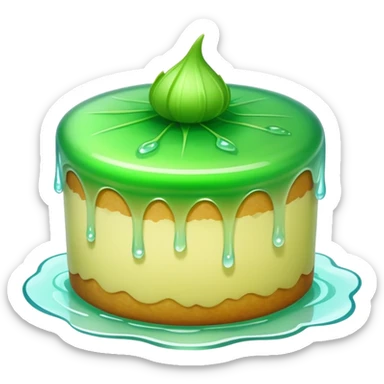 Water chestnut cake translucent jelly dessert, simplified emoji style with bold outlines and bright colors, cartoon style Matai Gao Cantonese sweet sticker