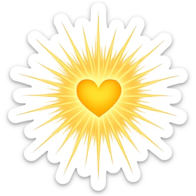 heart with a radiant sunburst sticker