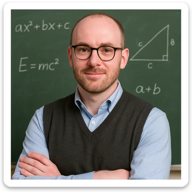 profesor con cabello muy corto, con ligeras entradas, barba muy fina y gafas, piel rosada sticker