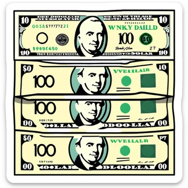 three 100 dollar bills sticker