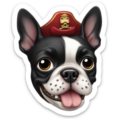 Boston terrier con parche pirata sticker
