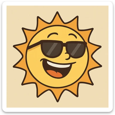 A cheerful sun with sunglasses sticker