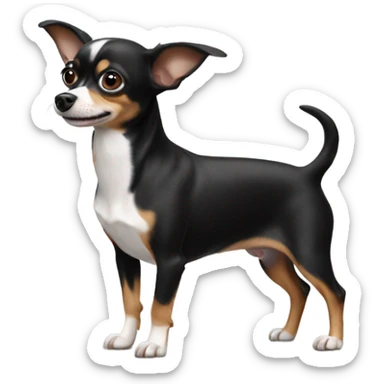 Black and white  chihuahua wiener dog sticker