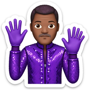 Lawrence Fishburne with dark brown hair, dark purple sequin outfit sticker