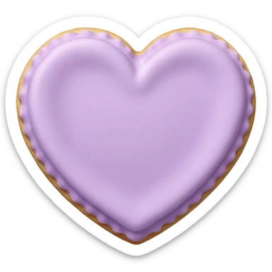Realistic shortbread cookie in the shape of a heart with pale lilac sticker